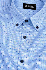White with royal blue rhombus shape with square dot printed shirt