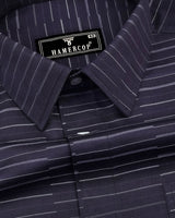 Marvel Gray With White Weft Stripe Cotton Shirt