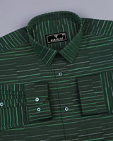 Marvel Green With White Weft Stripe Cotton Shirt