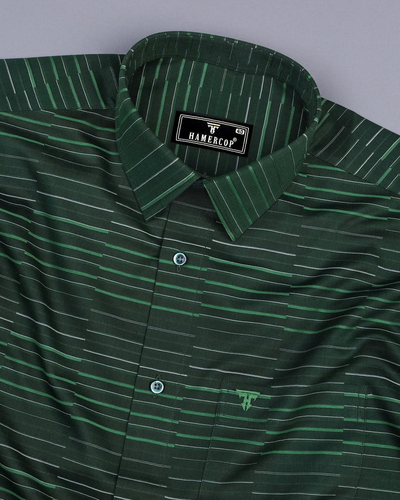 Marvel Green With White Weft Stripe Cotton Shirt