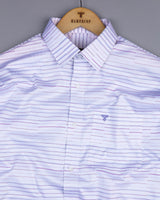 Marvel Purple With Gray Weft Stripe White Cotton Shirt