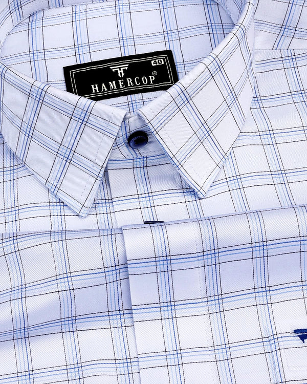 Bytom Blue With White Twill Check Premium Giza Shirt