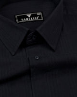 Mekong Black Self Stripe Seersucker Dobby Cotton Shirt