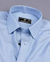 Aerino Blue With White Dobby Textured Premium Giza Shirt