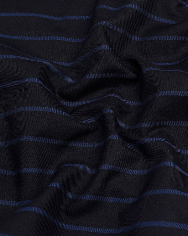 Scantic Black With Blue Twill Stripe Cotton Shirt