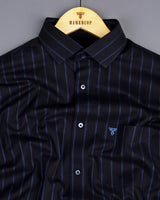 Scantic Black With Blue Twill Stripe Cotton Shirt