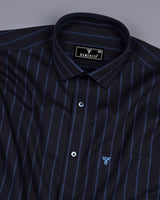 Scantic Black With Blue Twill Stripe Cotton Shirt