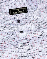 Grafton Black With Peach Printed White Cotton Shirt