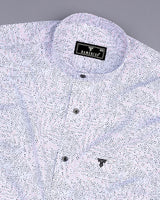 Grafton Black With Peach Printed White Cotton Shirt