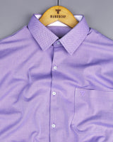 Wisteria Purple Zigzag Textured Dobby Cotton Designer Shirt