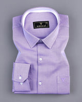 Wisteria Purple Zigzag Textured Dobby Cotton Designer Shirt