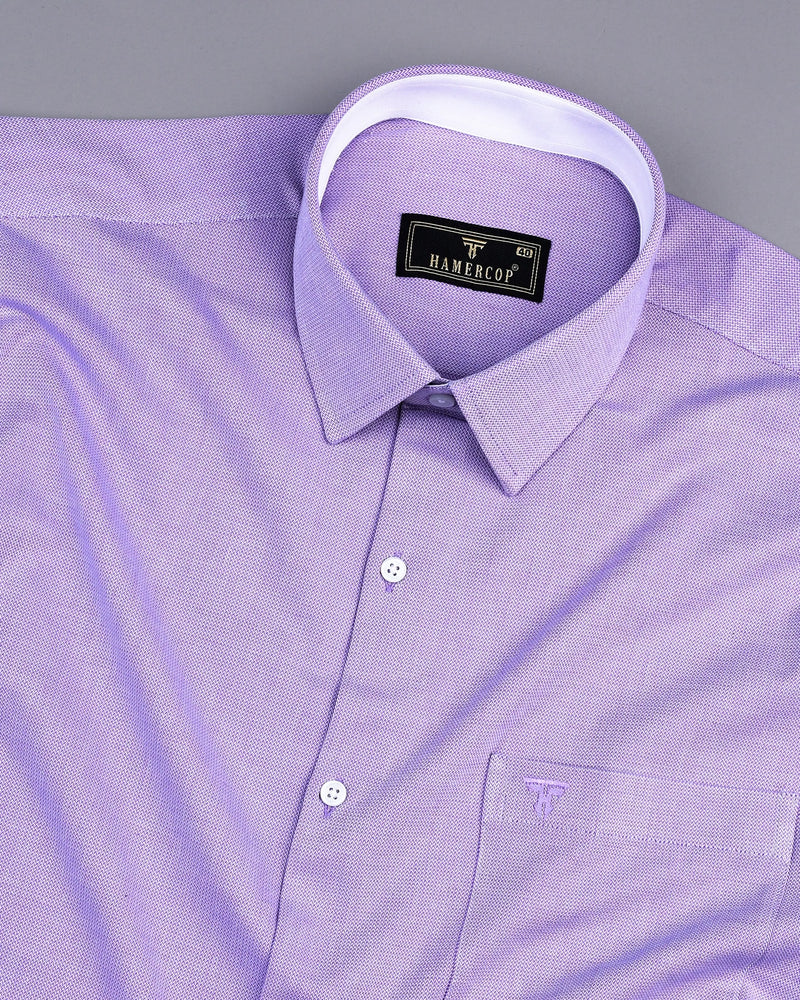 Wisteria Purple Zigzag Textured Dobby Cotton Designer Shirt