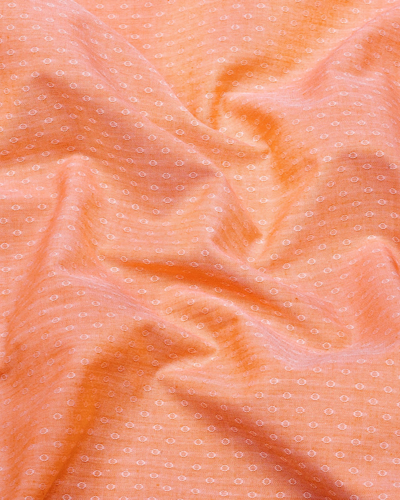 Pumpkin Orange Jacquard Textured Cotton Shirt Style Kurta