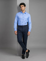 Argentina Blue With White Broad Stripe Oxford Cotton Shirt