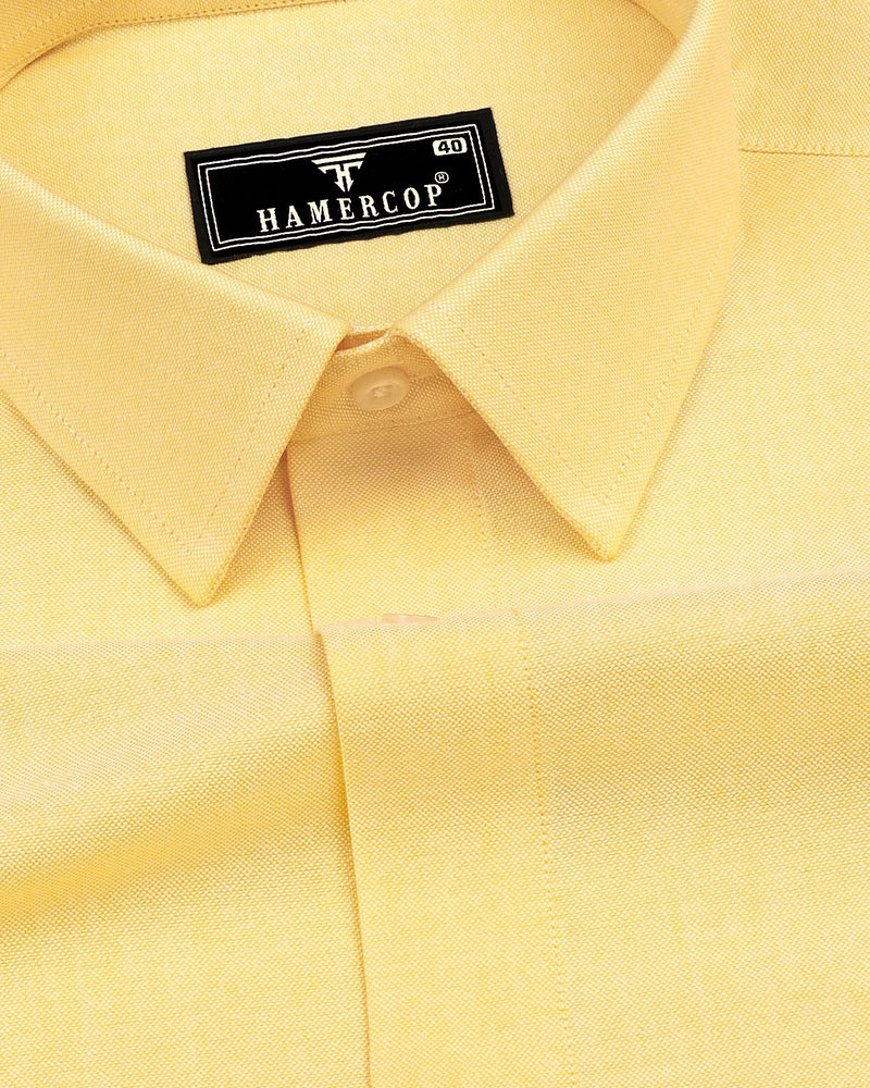 mens yellow dress shirt Buttermilk Yellow Oxford Cotton Shirt – Hamercop