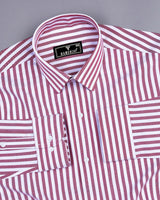 Harwich Maroon With White Stripe Dobby Cotton Shirt