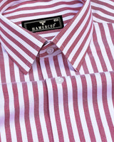 Harwich Maroon With White Stripe Dobby Cotton Shirt