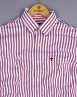 Harwich Maroon With White Stripe Dobby Cotton Shirt