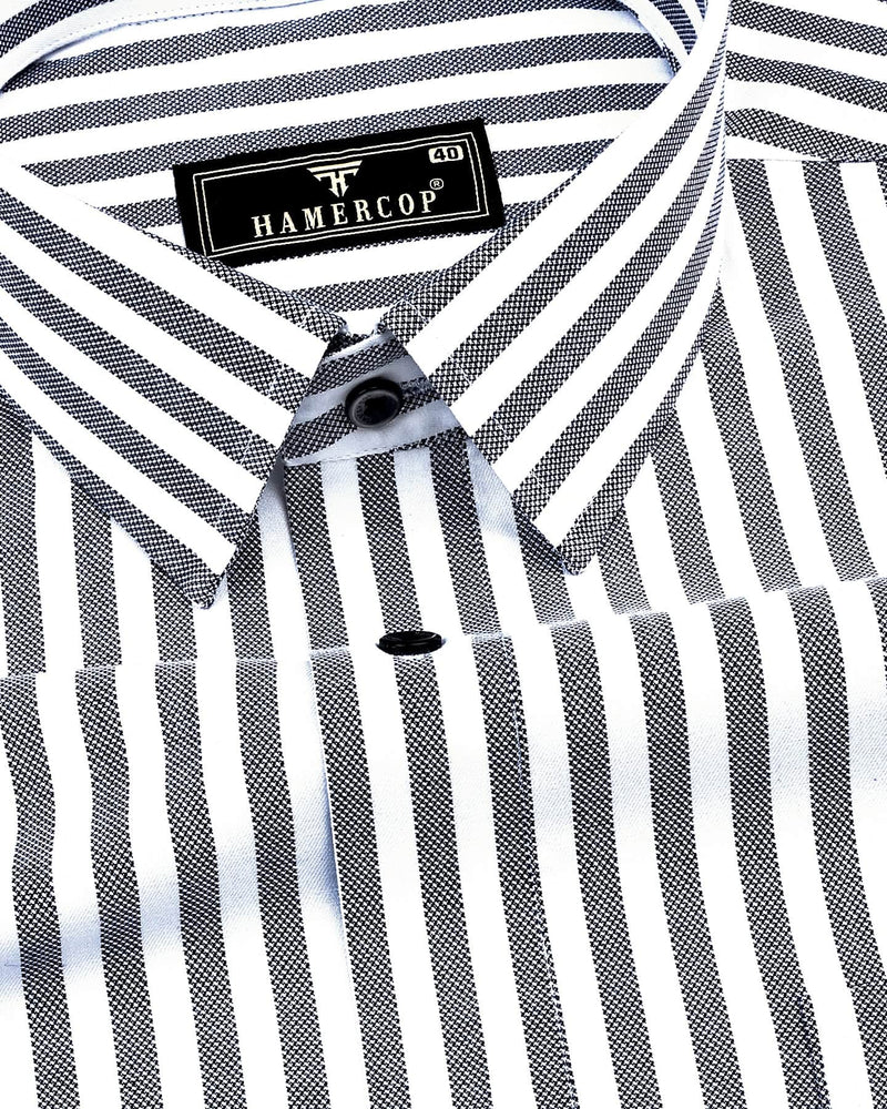 white dress shirt with black lines Buy Men's Stripe White Cotton Blend Slim Fit Shirt Online
