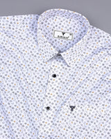 Helston White With Gray Printed Cotton Shirt