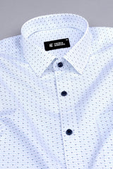 White with dark blue and sky blue geometrical printed shirt