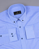 Boro SkyBlue With White Yarn Dyed Check Formal Cotton Shirt