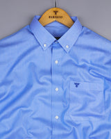 Portrait Blue Dobby Cotton Formal Shirt