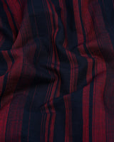 Red With NavyBlue Weft Stripe Linen Cotton Shirt