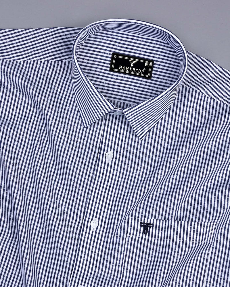 NavyBlue With White Stripe Dobby Cotton Formal Shirt