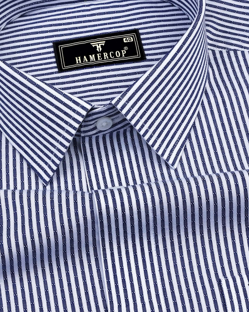 NavyBlue With White Stripe Dobby Cotton Formal Shirt