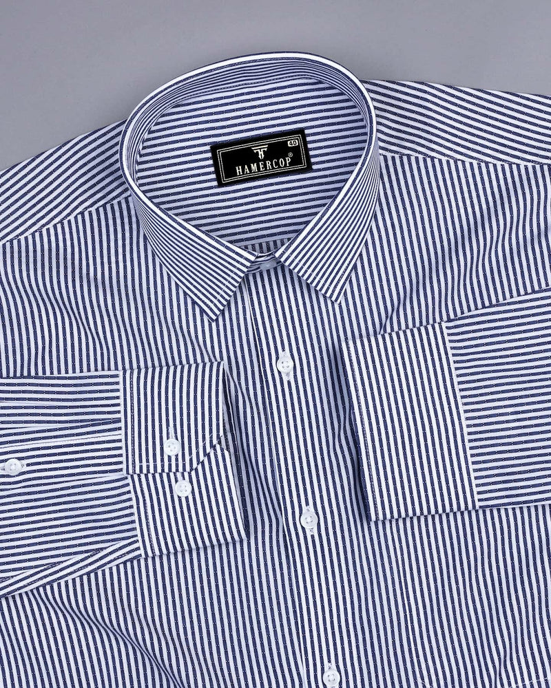 NavyBlue With White Stripe Dobby Cotton Formal Shirt