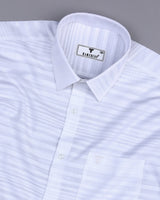 Galaxy White Self Weft Stripe Dobby Cotton Shirt