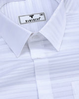 Galaxy White Self Weft Stripe Dobby Cotton Shirt