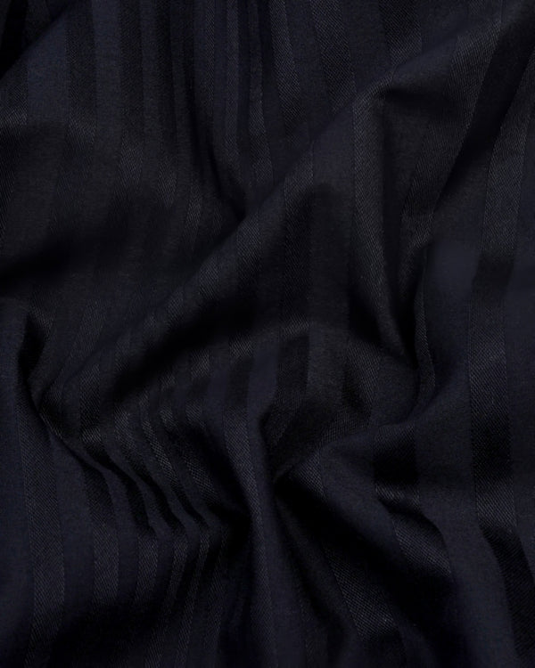 Galaxy Black Self Weft Stripe Dobby Cotton Shirt