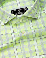 Lawn Green With Gray Check Dobby Cotton Shirt