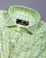 Lawn Green With Gray Check Dobby Cotton Shirt