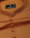 Curry Mustard Yellow Dobby Textured Cotton Shirt Style Kurta