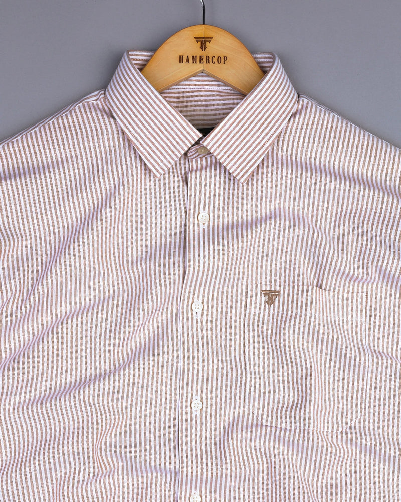 Belladon Cream Bengal Stripe Oxford Cotton Shirt