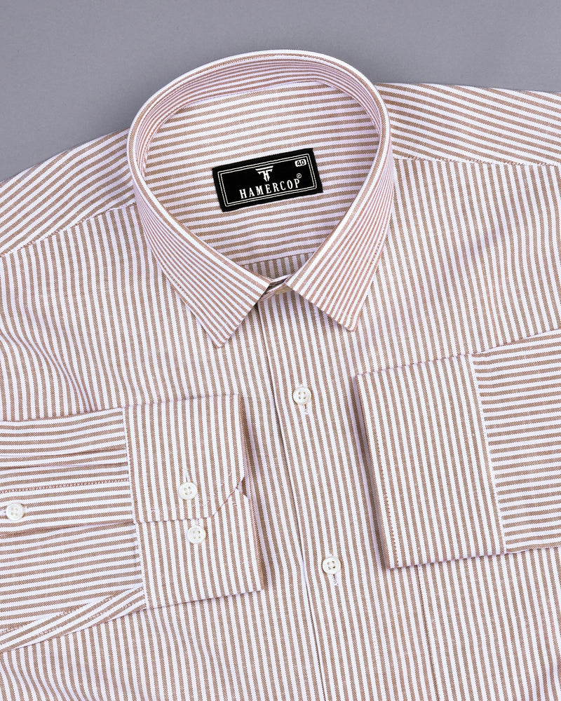 Belladon Cream Bengal Stripe Oxford Cotton Shirt