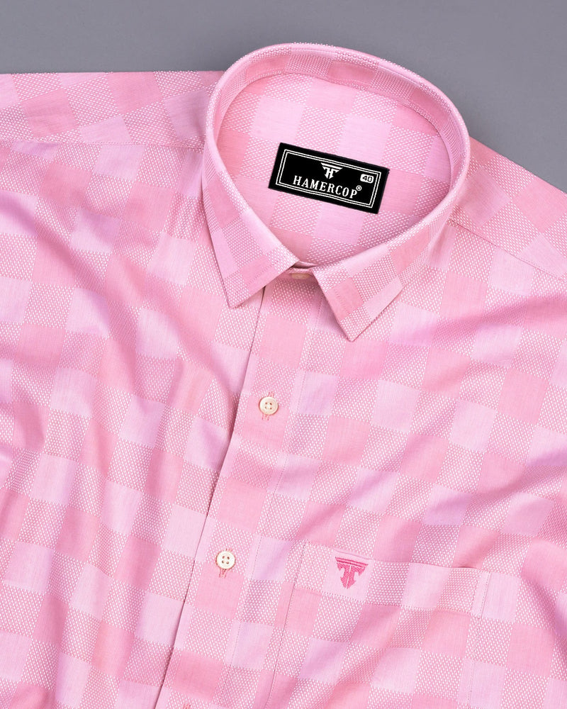 Shell Pink Dobby Check Premium Giza Shirt