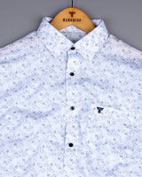 Plumeria Gray With White Printed Amsler Cotton Shirt