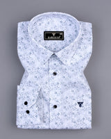 Plumeria Gray With White Printed Amsler Cotton Shirt