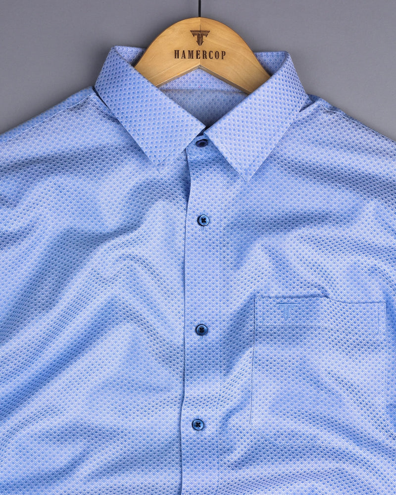 Emerson Blue With White Jacquard Premium Giza Shirt