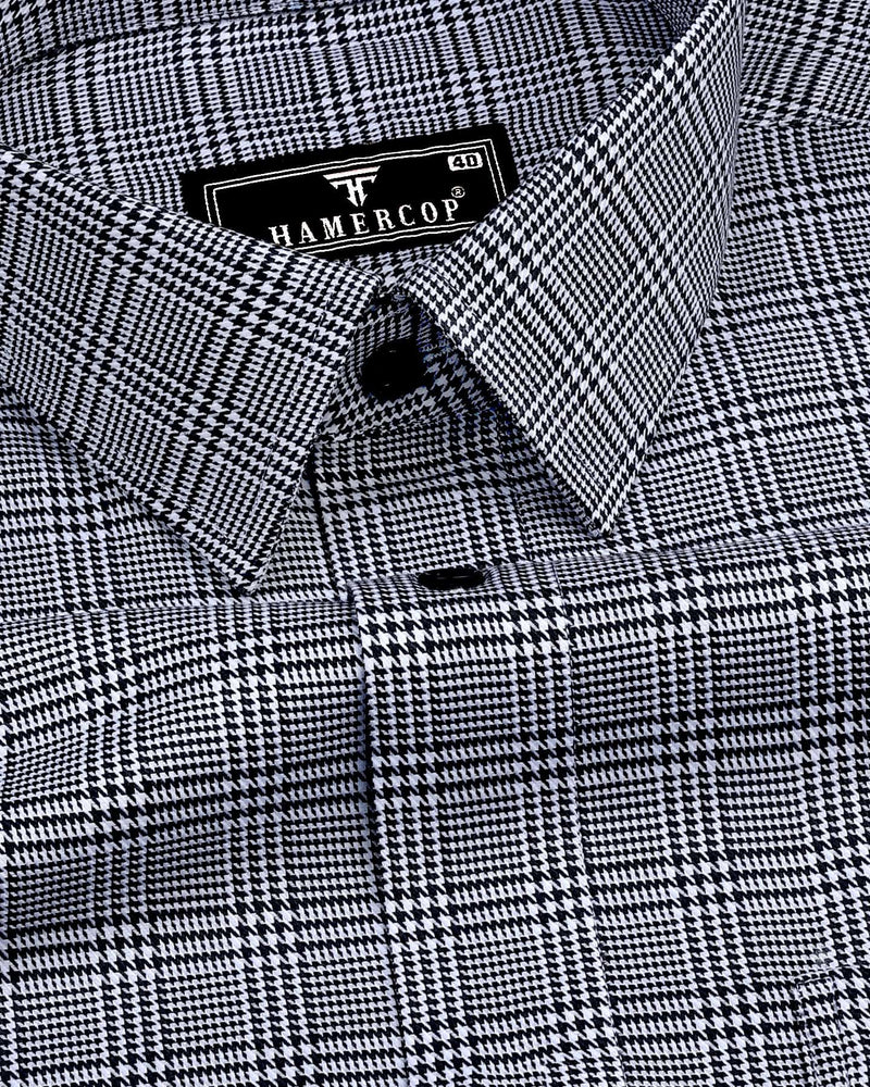 Pinacle Black Houndstooth Check Premium Giza Shirt