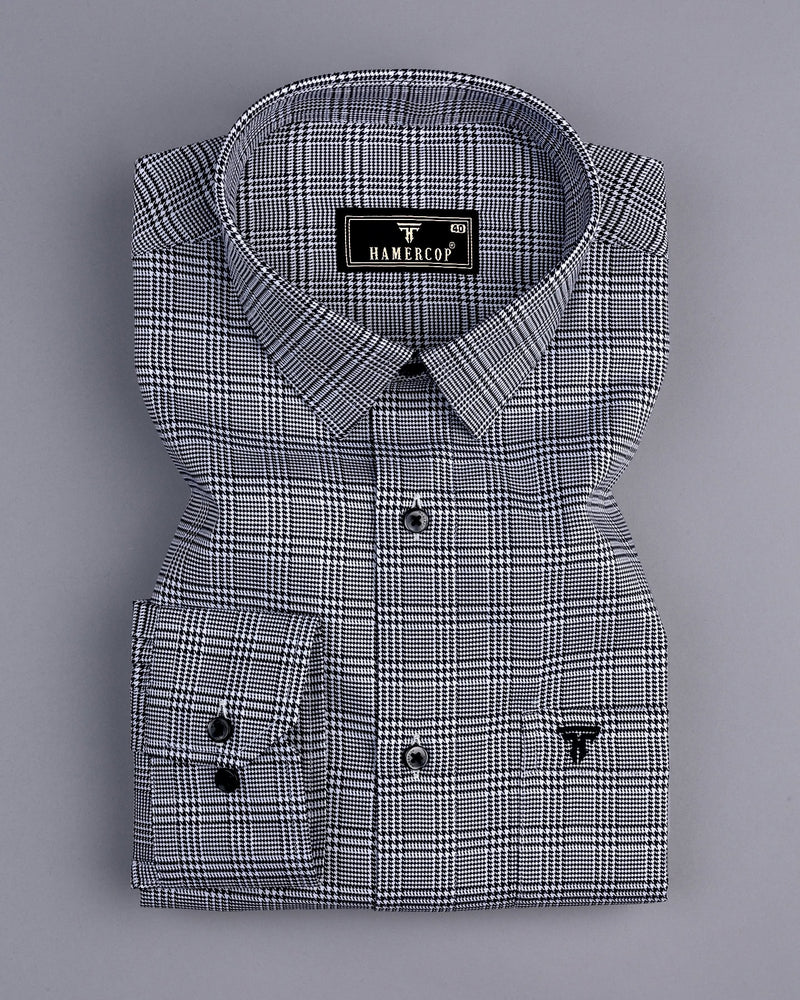 Pinacle Black Houndstooth Check Premium Giza Shirt