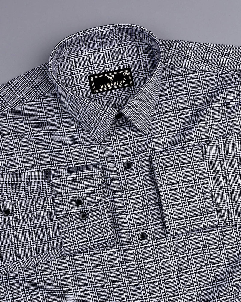 Pinacle Black Houndstooth Check Premium Giza Shirt