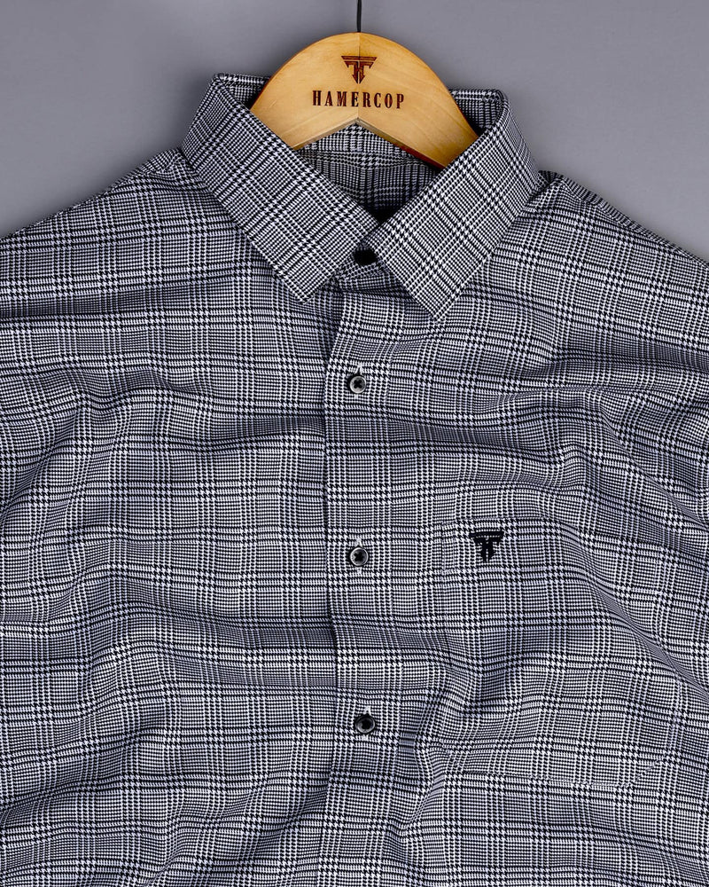 Pinacle Black Houndstooth Check Premium Giza Shirt