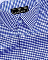 Stellar Blue Dobby Check Formal Cotton Designer Shirt