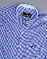 Stellar Blue Dobby Check Formal Cotton Designer Shirt