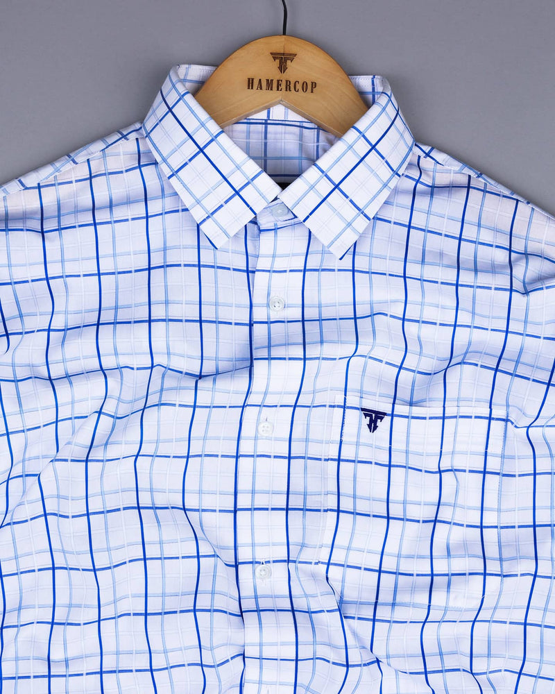 Tunis White With Blue Check Premium Giza Shirt